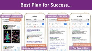 Best Plan for Success…
Optimize for App Stores
Optimize for Apps Universal
Optimize Mobile Web
Add Deep Linking
Today’s Talk
Store Titles & Ratings
Mobile SEO
bit.ly/app-indexed
 