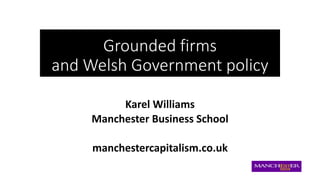 Grounded firms
and Welsh Government policy
Karel Williams
Manchester Business School
manchestercapitalism.co.uk
 