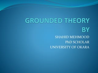 SHAHID MEHMOOD
PhD SCHOLAR
UNIVERSITY OF OKARA
 