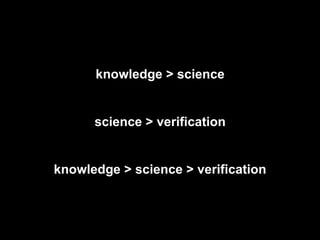 Grounded Theory
knowledge > science
science > verification
knowledge > science > verification
 
