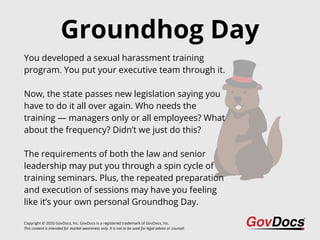 Groundhog Day
Copyright © 2020 GovDocs, Inc. GovDocs is a registered trademark of GovDocs, Inc.
This content is intended f...
