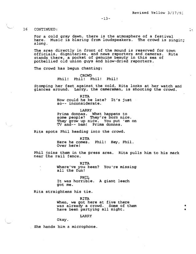 groundhog day screenplay groundhog day screenplay by danny rubin for educational groundhog day screenplay groundhog day screenplay by danny rubin for educational