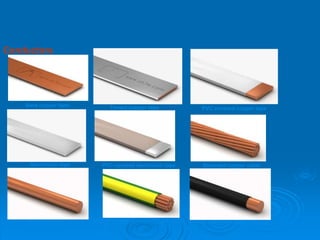 Conductors
Bare copper tape Tinned copper tape PVC covered copper tape
Aluminium tape PVC covered aluminium tape Stranded copper cable
Round cable PVC covered stranded copper cable PVC covered round cable
 