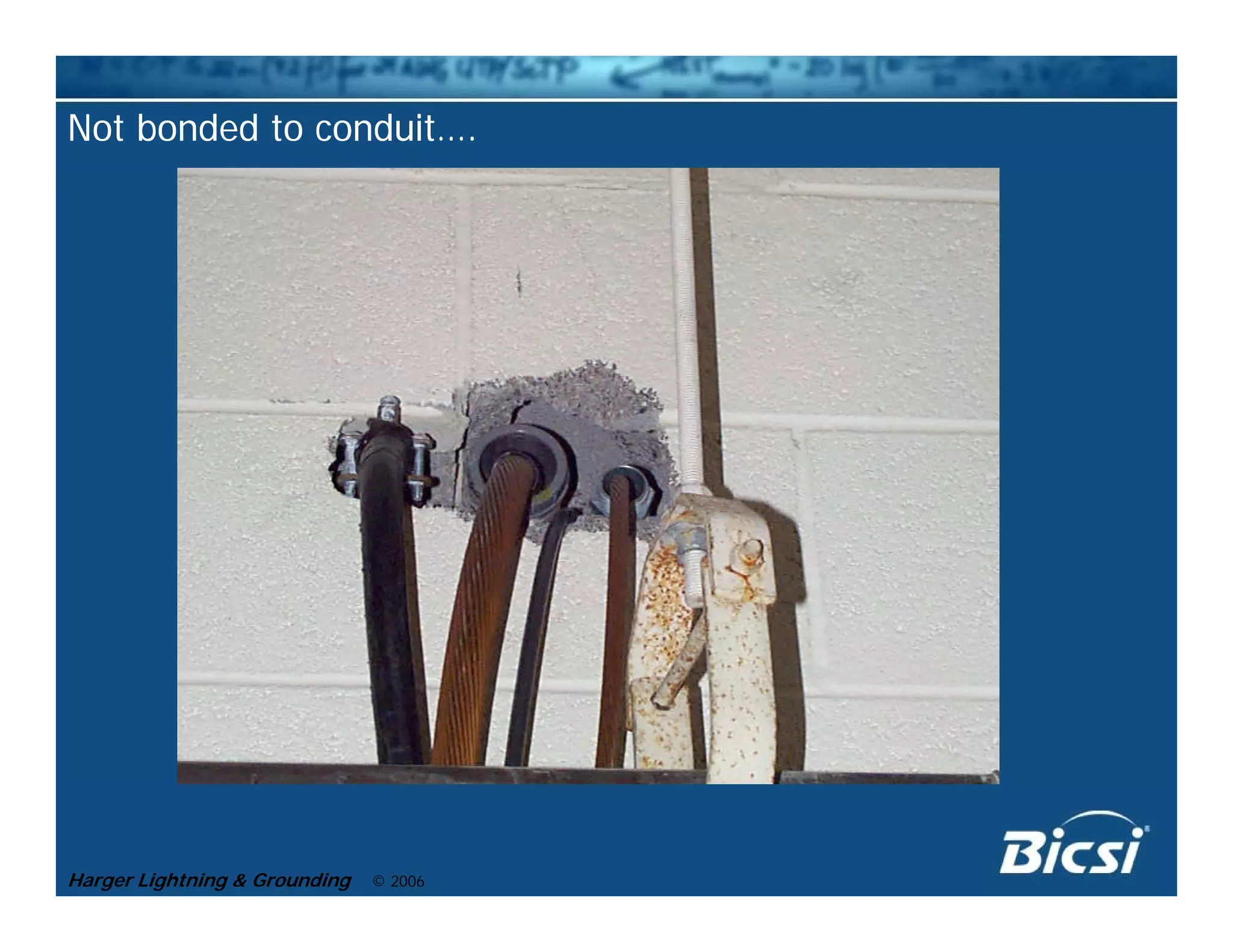 Not bonded to conduit….Not bonded to conduit….
Harger Lightning & Grounding © 2006
 