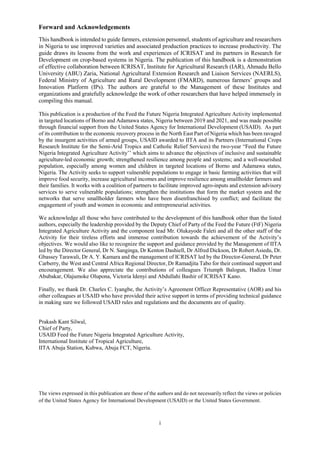 Handbook on improved agronomic practices of groundnut production in North East Nigeria - Feed the Future Nigeria Integrated Agriculture Activity.
