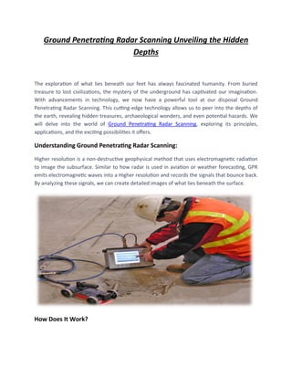 Ground Penetrating Radar Scanning Unveiling the Hidden Depths | PDF