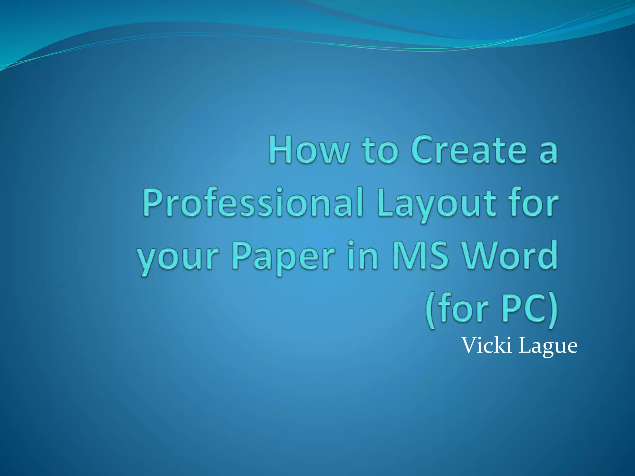 How to Create a Professional Layout in MS Word | PPTX | Desktop ...