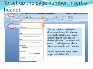 Header Set Up How to Create a Professional Layout in MS Word | PPTX