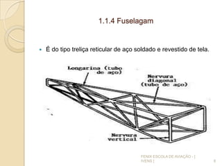 1.1.4 Fuselagam
 É do tipo treliça reticular de aço soldado e revestido de tela.
8
FENIX ESCOLA DE AVIAÇÃO - [
IVENS ]
 