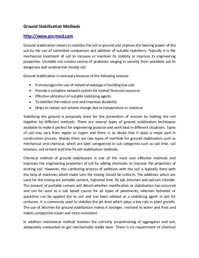 Ground stabilization methods