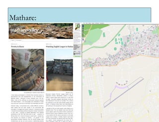 Mathare:

       Insert screenshot of Mathare Valley
       blog, and new map, ?
 