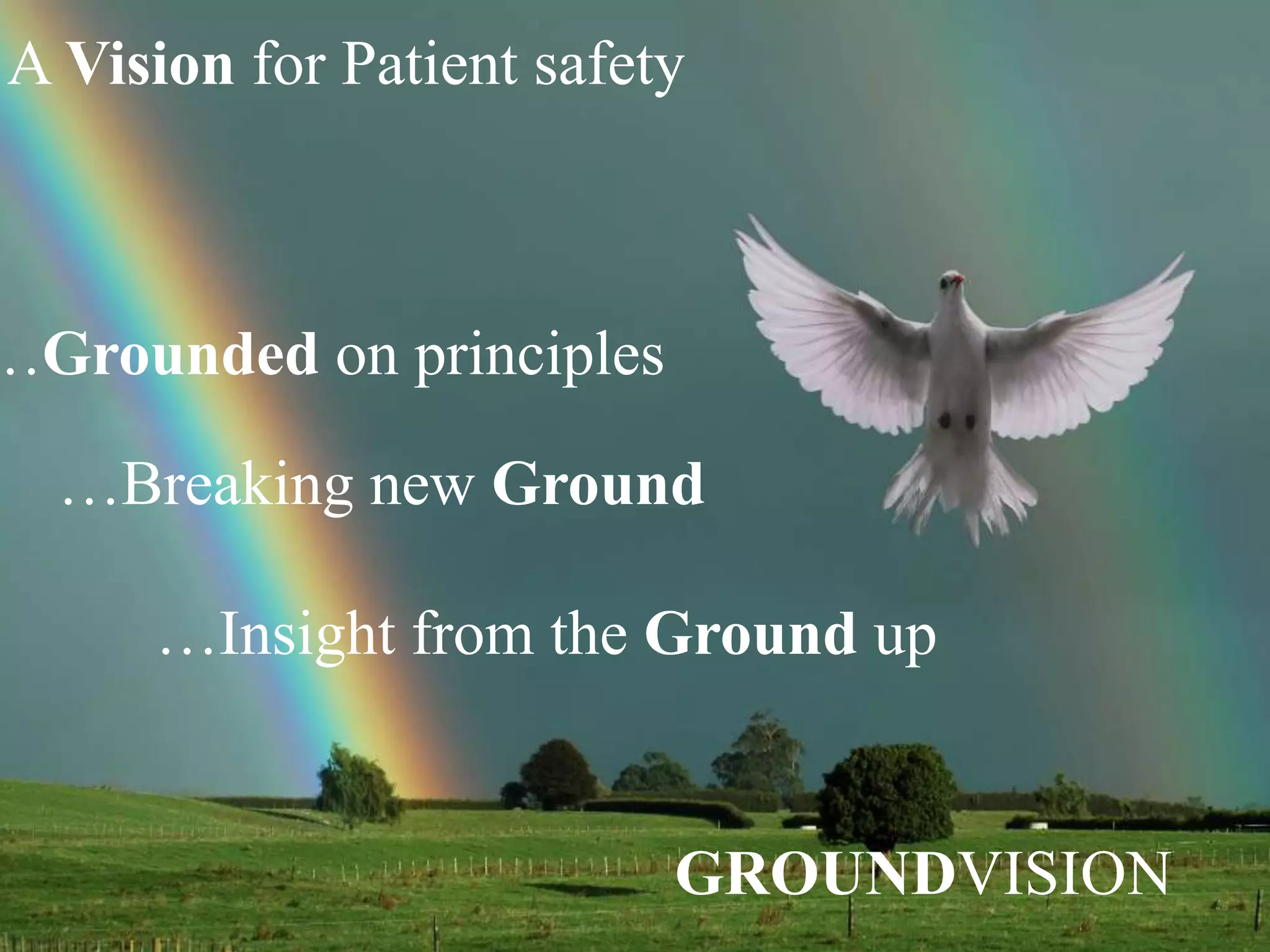 …Grounded on principles
…Breaking new Ground
…Insight from the Ground up
GROUNDVISION
A Vision for Patient safety
 