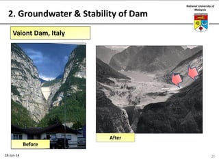 2. Groundwater & Stability of Dam

National University of
Malaysia

Vaiont Dam, Italy

After
Before
28-Jan-14

20

 
