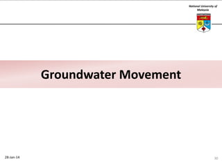 National University of
Malaysia

Groundwater Movement

28-Jan-14

30

 