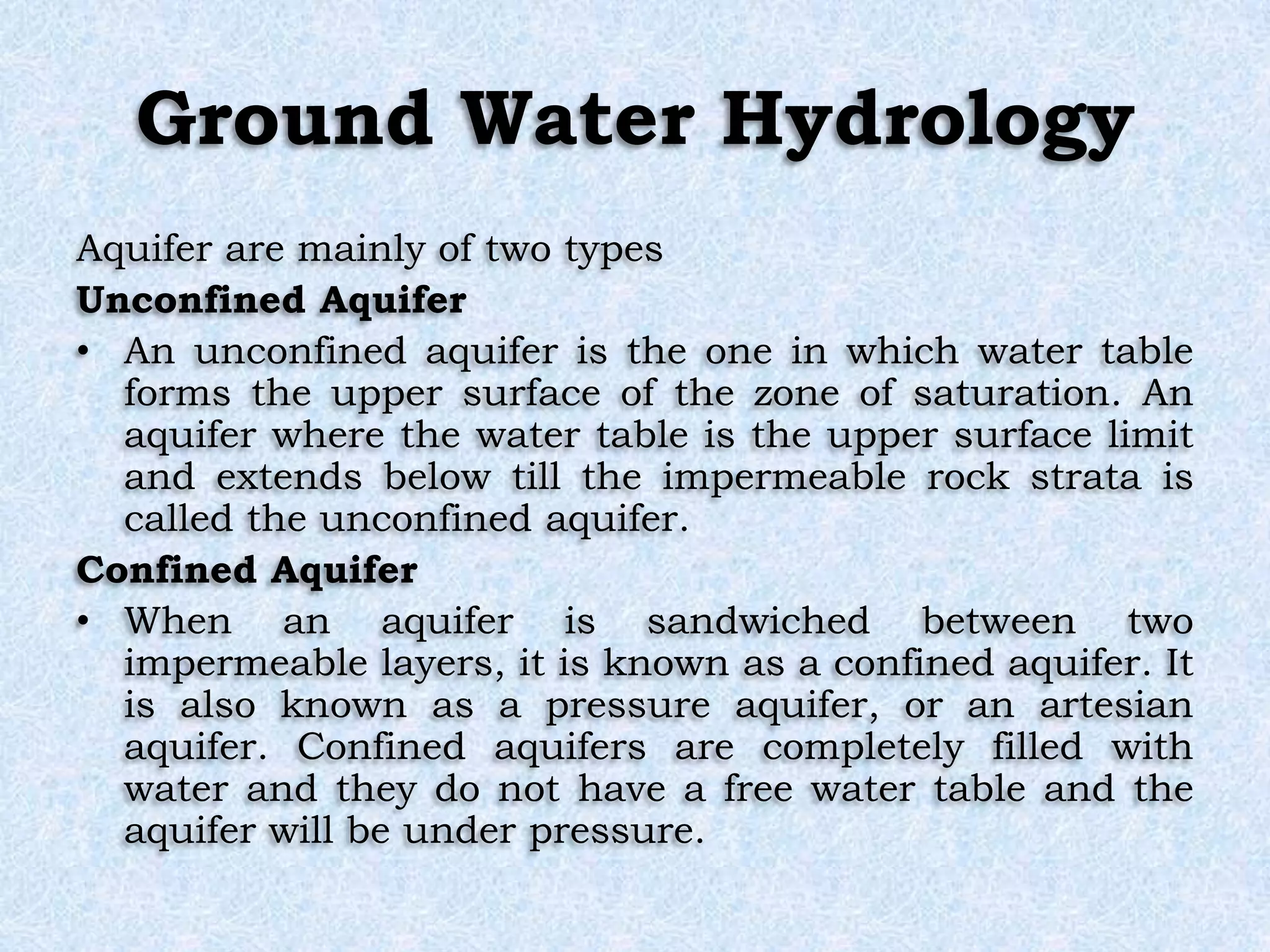 Ground Water Hydrology | PPTX