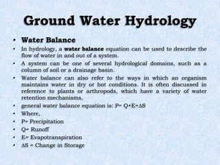 Ground Water Hydrology | PPTX