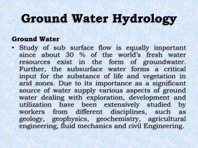 Ground Water Hydrology | PPTX | Chemistry | Science