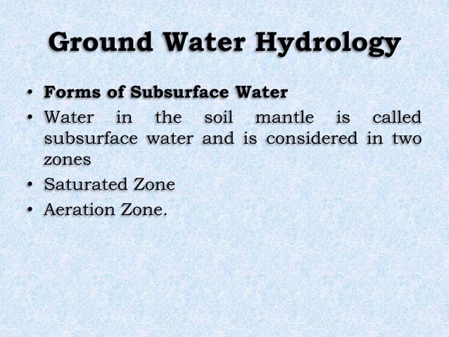 Ground Water Hydrology | PPTX | Chemistry | Science