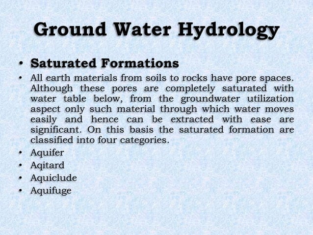 Ground Water Hydrology | PPTX | Chemistry | Science