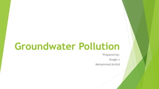 Groundwater Pollution
Prepared by:
Anagh.v
Mohammed Arshid
 