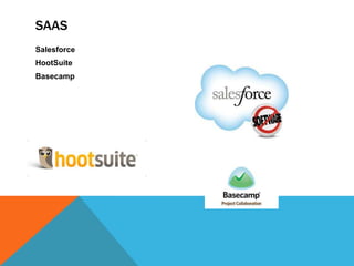 SAAS
Salesforce
HootSuite
Basecamp

 