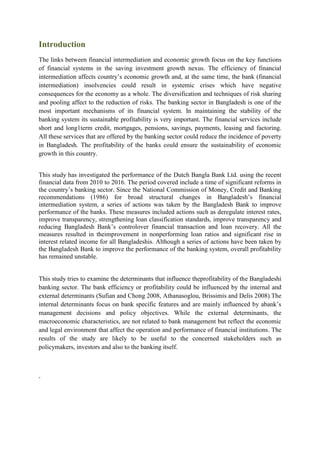 The Determinants of Profitability of Dutch Bangla Bank | PDF