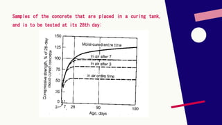Samples of the concrete that are placed in a curing tank,
and is to be tested at its 28th day:
 