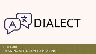 1.EXPLORE
DRAWING ATTENTION TO MEANING
DIALECT
 