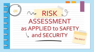 RISK
ASSESSMENT
as APPLIED to SAFETY
and SECURITY
01
 
