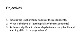 Study habits and Learning Skills among Grade 11 Students | PPTX
