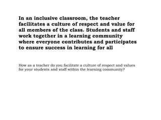 Inclusive Classroom Practices | ODP