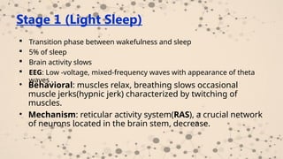 Physiology of sleep electrical activities of the brain, sleep -wake ...