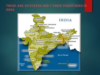 ThERE ARE 29 STATES AND 7 UNION TERRITORIES IN
INDIA