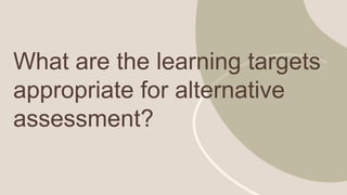 learning targets for performance and product oriented assessment | PPTX