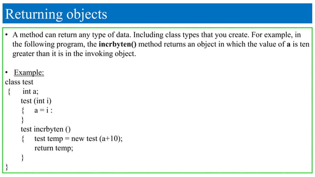 Classes, Objects and Method - Object Oriented Programming with Java | PPTX