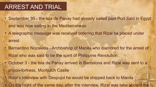 Arresting Rizal Exile, Trial, Execution and Martydom Life and Works of Rizal Topic 3 ...