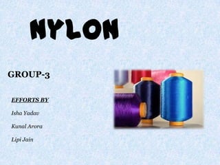 Nylon
GROUP-3
EFFORTS BY
Isha Yadav
Kunal Arora
Lipi Jain
 