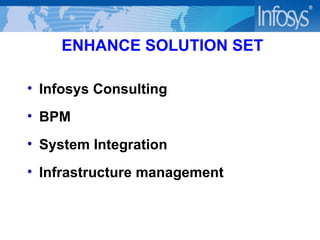 ENHANCE SOLUTION SET Infosys Consulting BPM System Integration Infrastructure management 