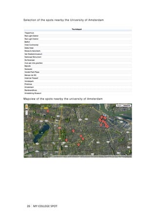 Selection of the spots nearby the University of Amsterdam




Mapview of the spots nearby the university of Amsterdam
	
  




	
  




       26	
   MY	
  COLLEGE	
  SPOT	
  
	
  
 