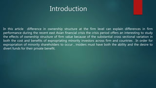Ownership Structure, Corporate Governance and Firm Value: Evidence From ...