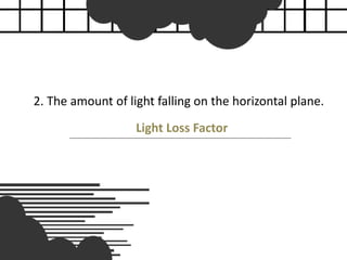 2. The amount of light falling on the horizontal plane.
Light Loss Factor
 