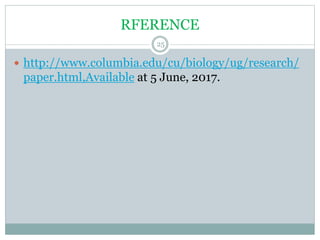 RFERENCE
 http://www.columbia.edu/cu/biology/ug/research/
paper.html,Available at 5 June, 2017.
25
 
