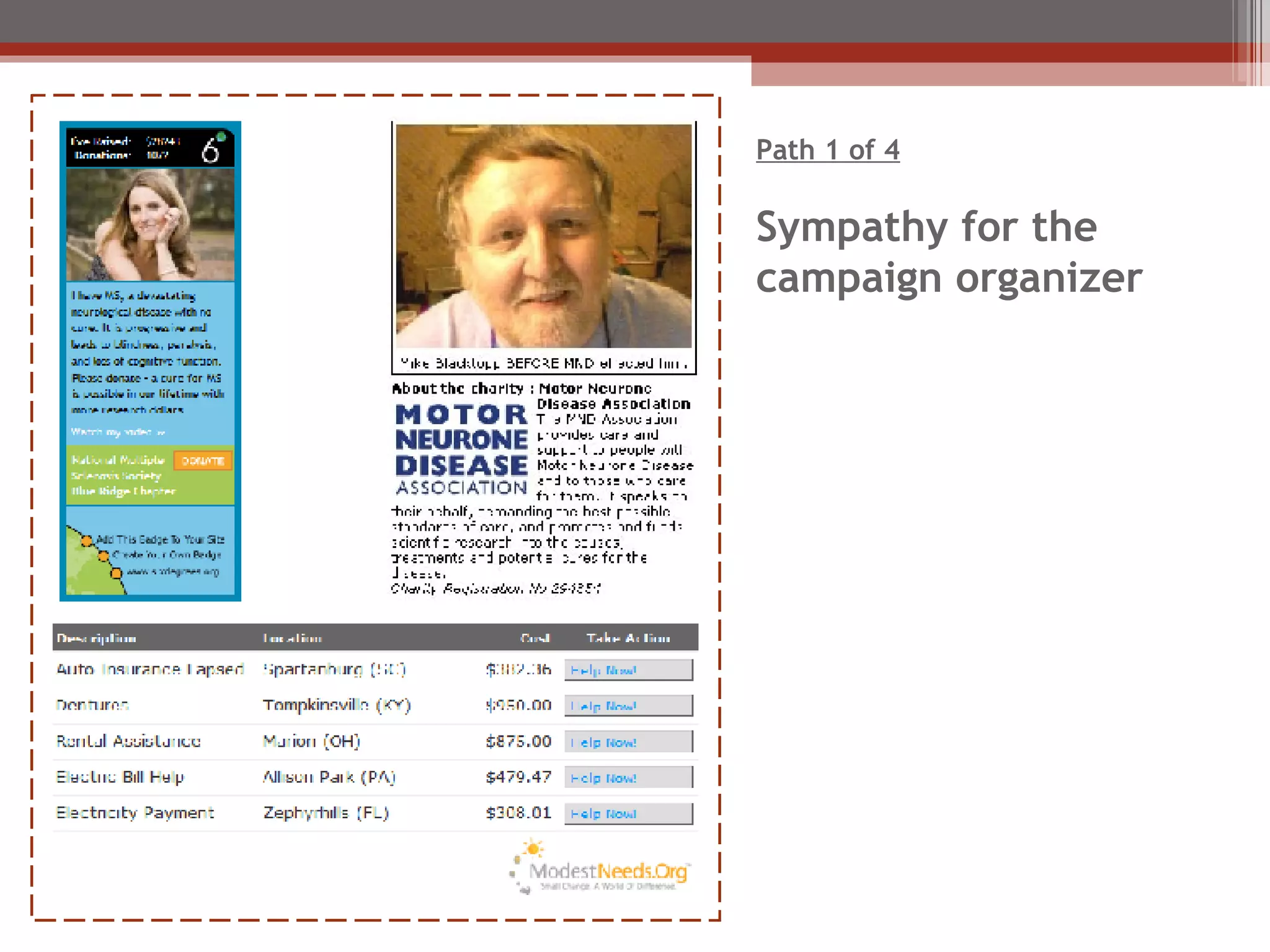 Path 1 of 4 Sympathy for the  campaign organizer 