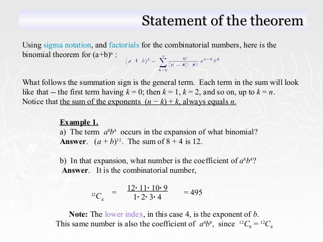 The Binomial Theorem