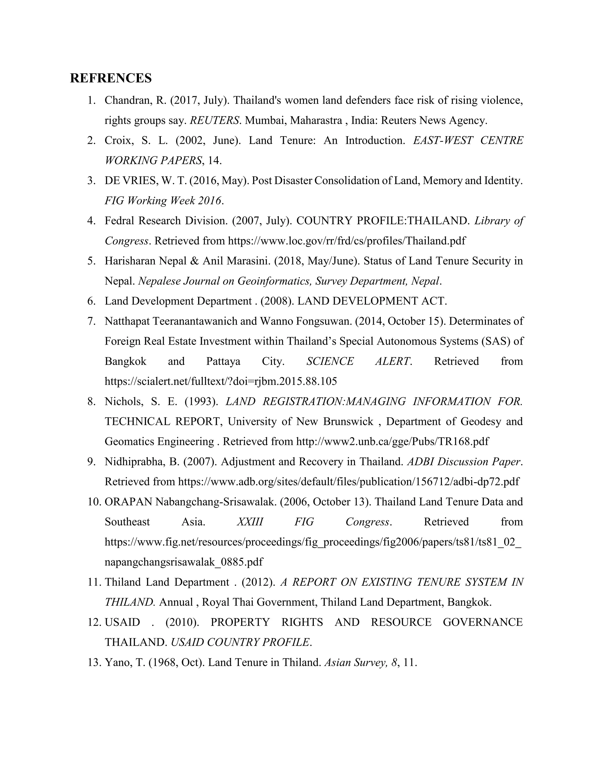 Land Tenure in Thailand | PDF
