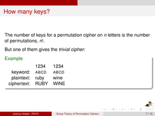 Teaching the Group Theory of Permutation Ciphers | PDF