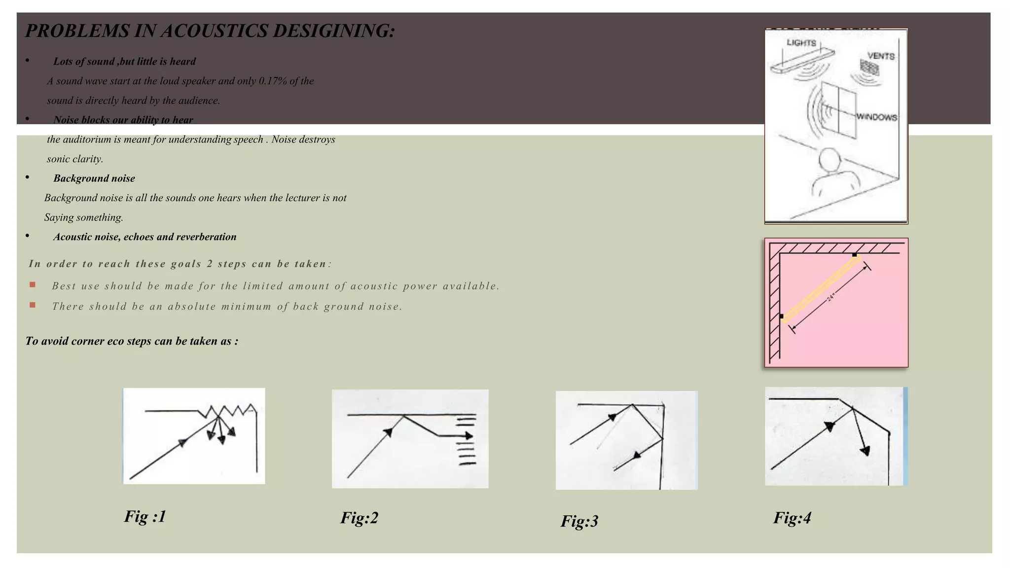 acoustic and viewing angle analysis of an auditorium building | PPTX