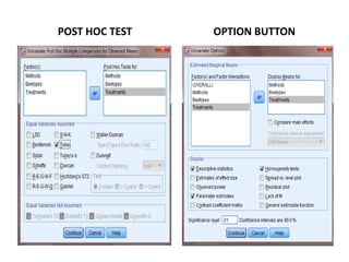 POST HOC TEST OPTION BUTTON
 