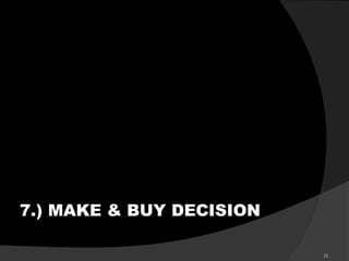 35
ROUTE
1.) INVENTORY
2.) TYPES
3.) ABC ANALYSIS
4.) HML ANALYSIS
5.) FSN ANALYSIS
6.) SDE ANALYSIS
7.) MAKE & BUY DECISION
 