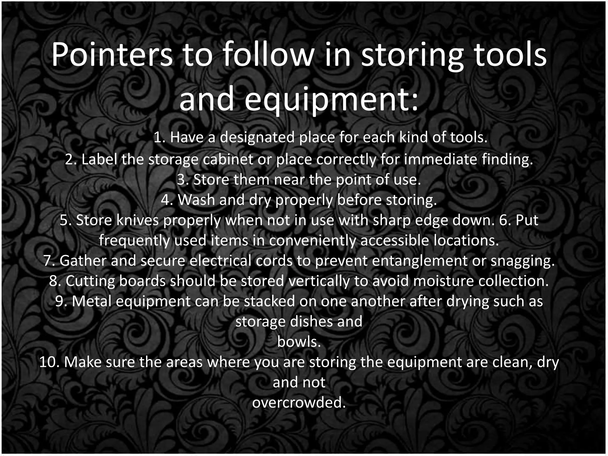 Group 1 Proper Storage of Tools & Equipment PPT